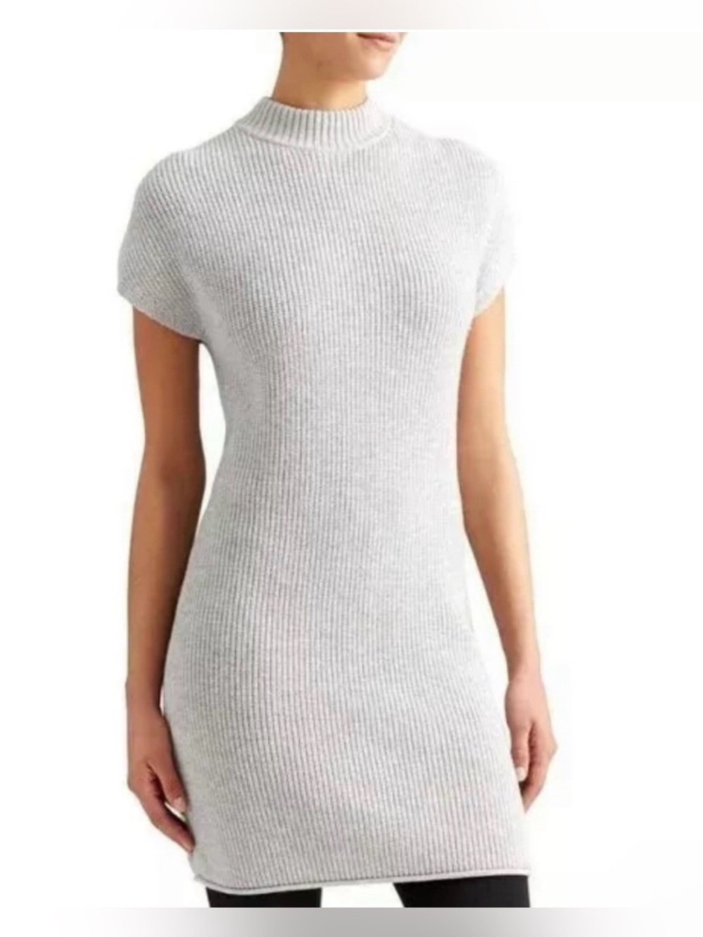 Athleta Pinewood Chunky Knit Merino Wool Gray Sweater Dress Size L